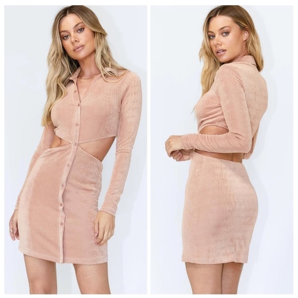 PRINCESS POLLY Coco Mini Dress / Beige - Picture 2 of 4